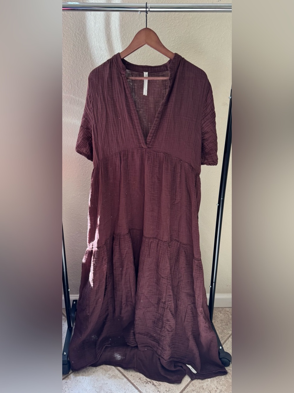 Anthropologie | Cottage Core The Kallie Flowy V-Neck Cotton Maxi Dress Medium - Picture 4 of 9